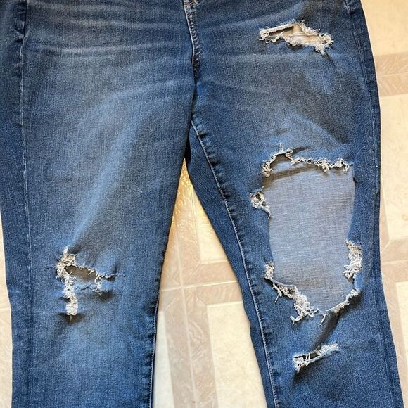 EUC AMERICAN EAGLE 10 SHORT THE DREAM JEAN CURVY HI-RISE DISTRESSED JEGGING - Picture 6 of 11